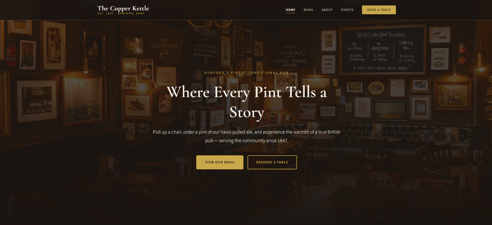 Premium Pub Website Showcase
