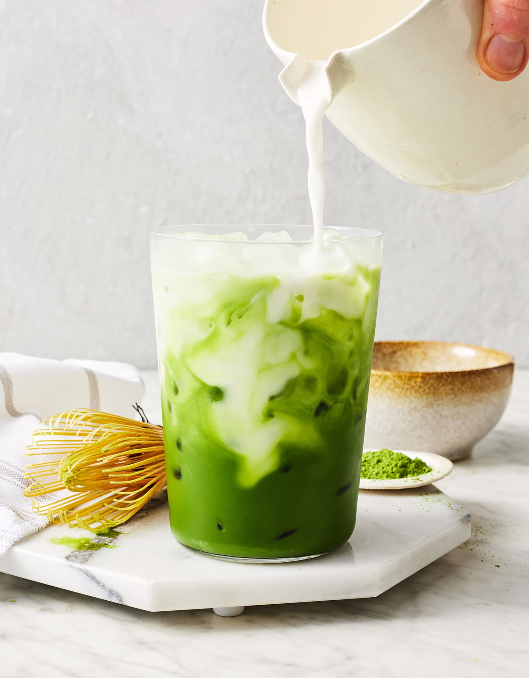 Layered iced matcha latte