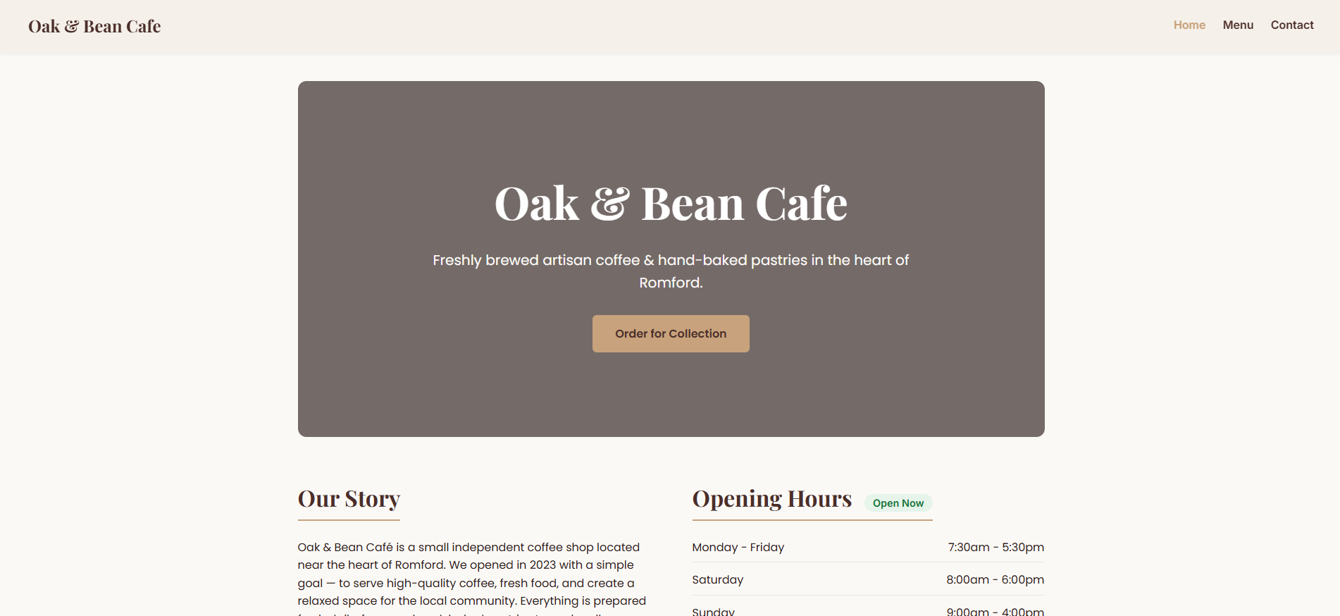 Boutique Cafe Website Showcase